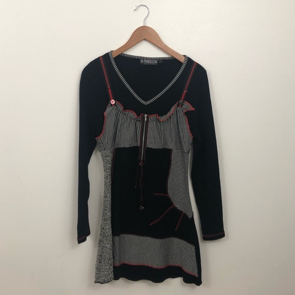 STRIPED PATCHWORK KNIT DRESS - Picture 2 of 6